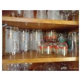 (4) Shelves of Glassware and Misc.