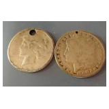 (2) 90% Silver Dollars - Morgan & Peace