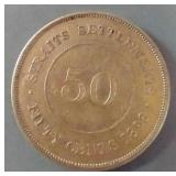 1898 Straits Settlements Canadian Silver Half Dollar