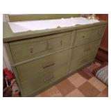 Green Dresser with Mirror and Touch Lamp