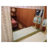 Green Dresser with Mirror and Touch Lamp