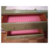 Green Dresser with Mirror and Touch Lamp