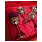 Wooden Filing Cabinet & Vintage Cordial Set