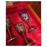 Wooden Filing Cabinet & Vintage Cordial Set