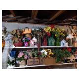(2) Shelves of Florals & Vases