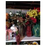(2) Shelves of Florals & Vases
