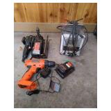 Battery Charger, Corded Jigsaw, and Drill
