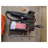 Battery Charger, Corded Jigsaw, and Drill