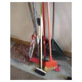 Lot of Brooms & Rakes