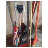 Lot of Brooms & Rakes