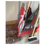 Lot of Brooms & Rakes