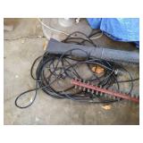 Leaf Blower, Hedge Trimmer, Tarp, Fan, & Extension Cord