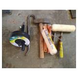 Paint Scrapers, Power Drum Auger, Hammer, Crowbar, & Paint Roller