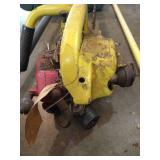 Snow Shovel, Vintage Chain Saw, & Broom