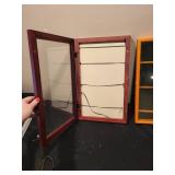 Set of 2 Wooden Jewelry Display Cases with Metal Tree Stand