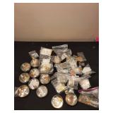 Collection of Jewelry Making Findings, Charms, and Beads in Decorative Box