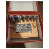 Dapping Block and Punch Set with Wooden Base and 8 Punches