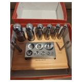 Dapping Block and Punch Set with Wooden Base and 8 Punches