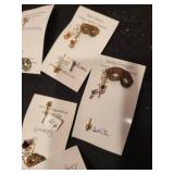 Set of Handmade Masque Lapel Pins and Brooches with Gemstone Accents