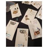 Set of Handmade Masque Lapel Pins and Brooches with Gemstone Accents