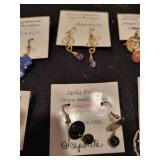 Collection of 6 Pairs Artisan Gemstone Earrings with Gold and Sterling Silver Accents