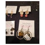 Collection of 6 Pairs Artisan Gemstone Earrings with Gold and Sterling Silver Accents