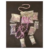 Collection of Assorted Purple Gemstone and Glass Beads