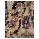 Collection of Purple Gemstone Beads and Tumbled Stones Assortment