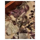 Collection of Purple Gemstone Beads and Tumbled Stones Assortment