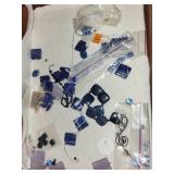 Collection of Blue and Purple Loose Beads and Gemstones Assorted Shapes and Sizes