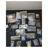 Large Lot of Assorted Blue Beads and Jewelry-Making Supplies