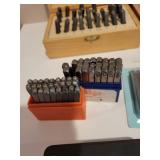 Collection of Metal Letter and Number Punch Sets with Metalworking Tools