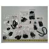 Collection of Assorted Black Onyx and Gemstone Beads and Cabochons