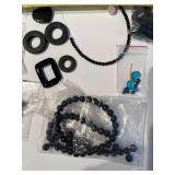 Collection of Assorted Onyx, Black Agate, and Gemstone Beads