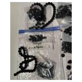 Collection of Assorted Onyx, Black Agate, and Gemstone Beads