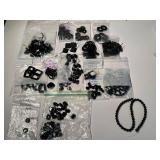 Collection of Black Gemstone Beads and Cabochons for Jewelry Making