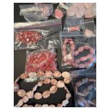 Large Collection of Assorted Pink Gemstone Beads and Jewelry Findings