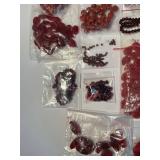 Collection of Red Gemstone Beads and Pendants Assortment