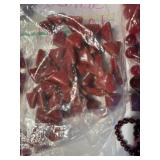 Collection of Red Glass, Stone, and Ceramic Beads Assorted Shapes and Sizes