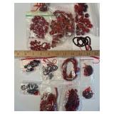 Collection of Red Glass, Stone, and Ceramic Beads Assorted Shapes and Sizes