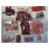 Large Lot of Rhodochrosite and Rose Quartz Gemstone Beads Assortment