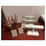 Lot of 3 Jewelry Organizer Stands and Display Cabinet