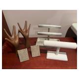 Lot of 3 Jewelry Organizer Stands and Display Cabinet