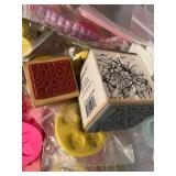 Large Crafting Supplies Lot with Silicone Molds, Rubber Stamps, Tools, and Punches