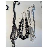Collection of Beaded Fashion Necklaces and Earrings with Storage Basket