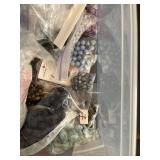 Bulk Lot of Assorted Beads and Gemstone Strands in Storage Bags