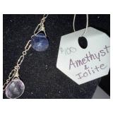 Amethyst and Iolite Beaded Pendant Necklace