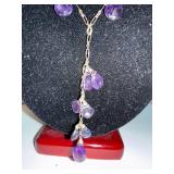 Amethyst and Iolite Beaded Pendant Necklace