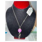 18-Inch Sterling Chain Necklace with Purple Turquoise Pendant