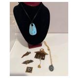 Artisan Jewelry Lot with Turquoise Pendant and Keum Boo Necklace